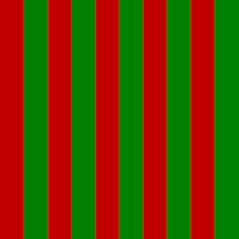 The red and green striped wallpaper in Toksie's room.